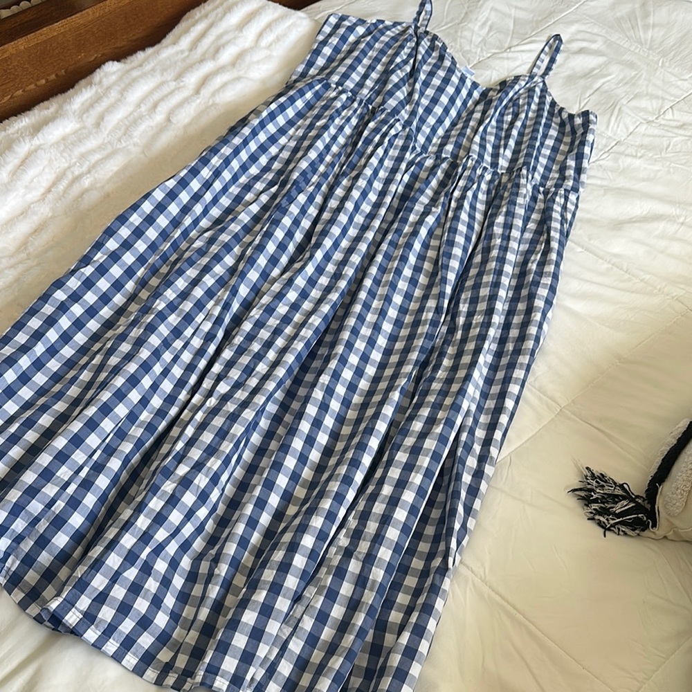 Old Navy Blue and White Gingham Midi Dress